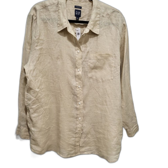 NEW Linen Boyfriend Shirt by Gap - XL - Picture 1 of 4